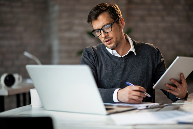 A man researches Medi-Cal coverage for substance abuse treatment.