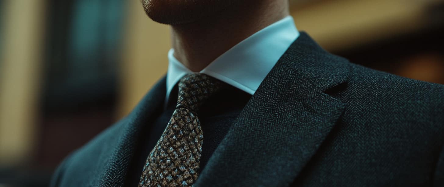 Close up of a man and his suit and tie, to show the idea of high functioning addiction.